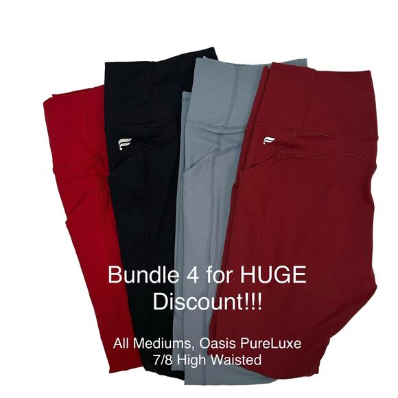 Fabletics PureLuxe Red Leggings 7/8 with Pockets, High Waisted, Size M/8 - Picture 9 of 10